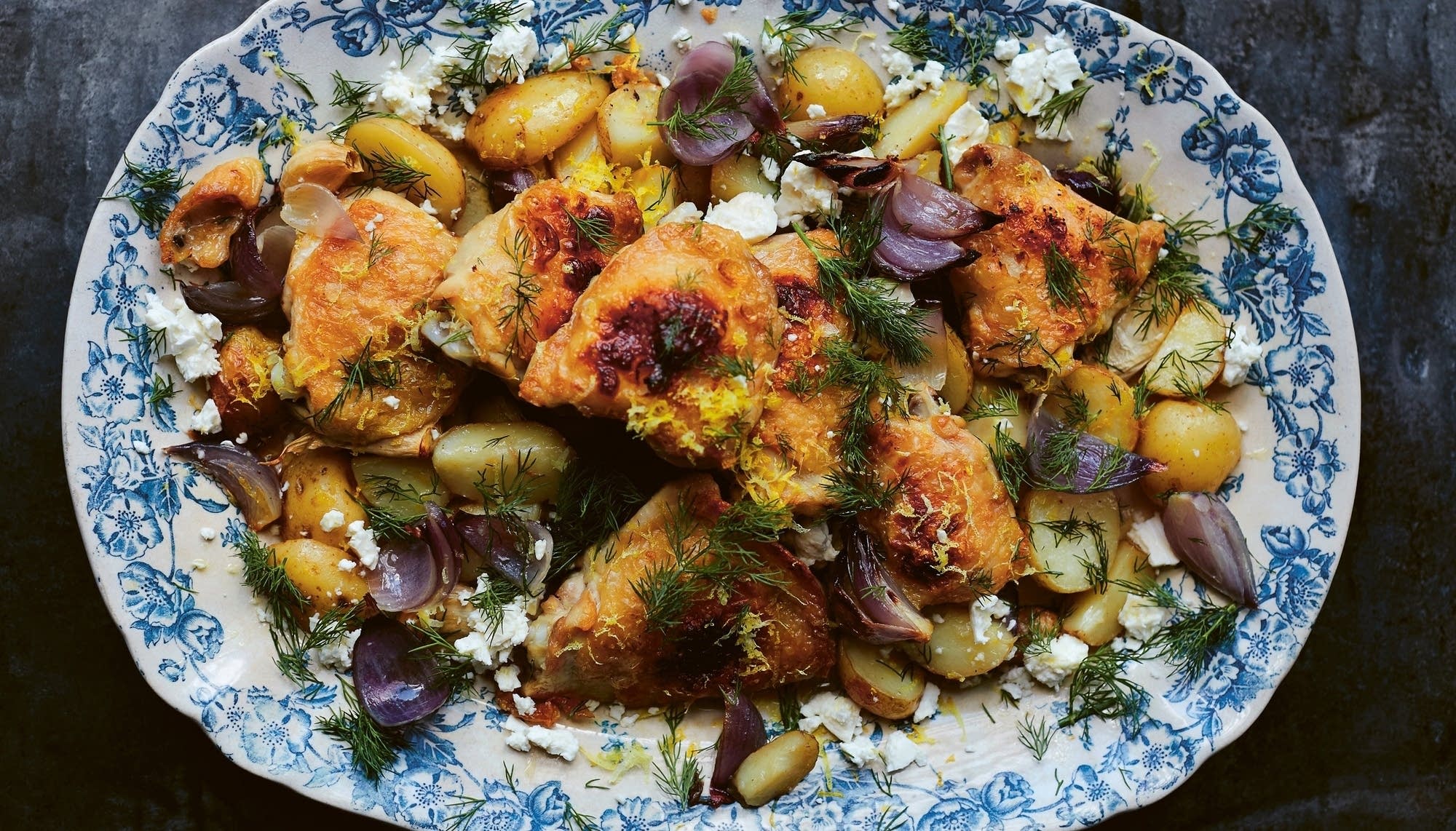 Chicken with Feta Cheese, Dill, Lemon & Harissa Yogurt